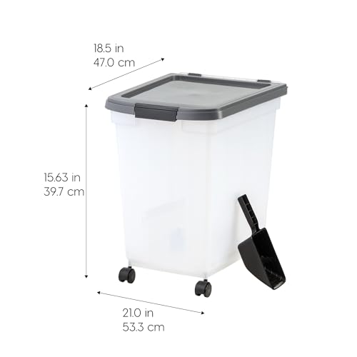 IRIS USA Dog Food Storage Container, Up to 50 lbs, Dark Gray, Made in USA - color: Dark Gray, size: 50 lbs