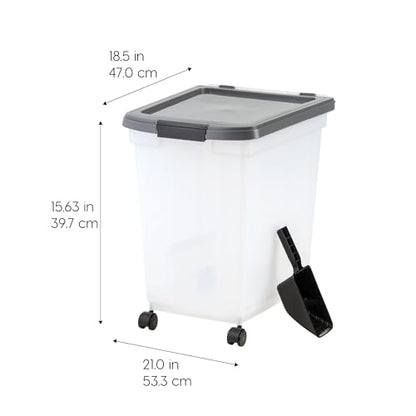 IRIS USA Dog Food Storage Container, Up to 50 lbs, Dark Gray, Made in USA - color: Dark Gray, size: 50 lbs