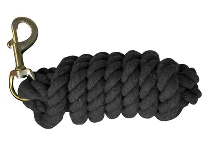 10' Cotton Lead Rope w/Brass Thumb Bolt Snap - color: Black