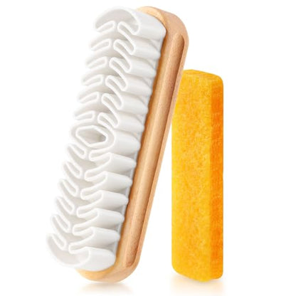 2 Pcs Suede Shoe Brush Nubuck Leather Cleaner Shoes Shine Dauber Crepe Applicators Set with Cleaning Eraser(Brush with Eraser) - style: Brush with Eraser
