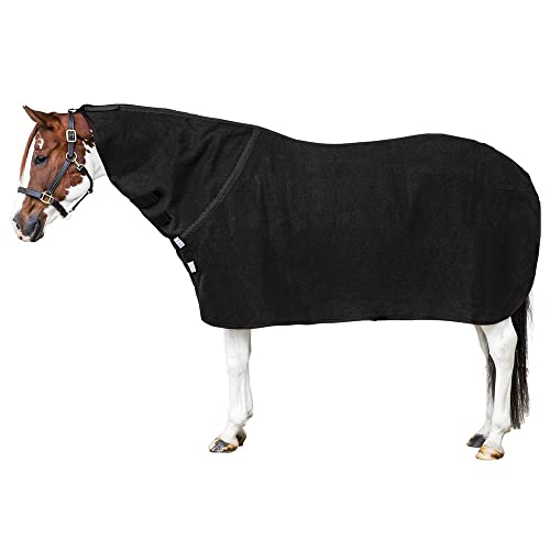 Dura-Tech Contour Wool Blend Horse Cooler Blanket | Comfort Horse Cooler | 80/20 Wool Acrylic Blend | Horse Cooler Blanket Fleece | Adjustable Surcingle | Horse Cooler - color: Black, size: Large