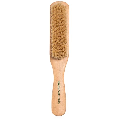 GranNaturals Double Sided Boar Bristle Hair Brush - Soft Hard Finishing & Smoothing Hairbrush for Slick Back to Style, Polish, & Lay Down Hair Flat to Create a Sleek Hairstyle for Bun, Slickback