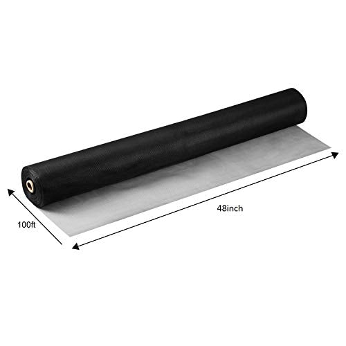 Fiberglass Screen Roll 48" x 100' A Continuous Roll UV Protection Install and Repair Door and Window Screen(48" x 100', Black) - color: Black, size: 48" x 100'