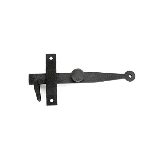 Renovators Supply Manufacturing Door Latch 6 in. Black Cast Iron Gate Latch/Barn Door Latch Lock with Knob Lever and Mounting Hardware - color: Black 6", size: Pack of 1
