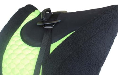 CHALLENGER Horse English Quilted Fleece Padded Trail Bareback Pad 72F48 - color: Lime Black