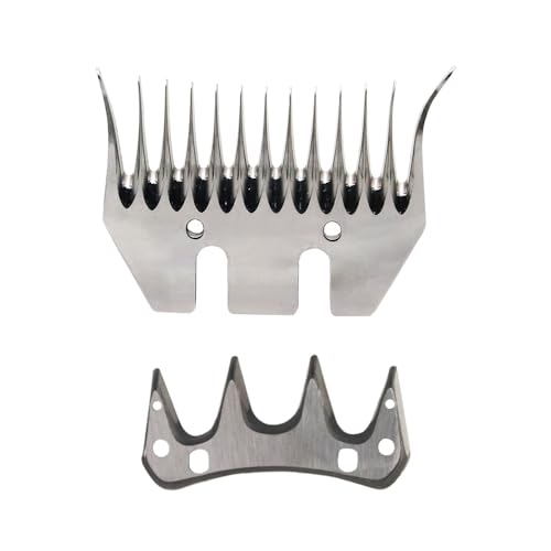 Sheep Shears Blades Curved Wool Shearing Comb and Cutter Blade Set for Alpaca Goats Wool Cutter Grooming Trimmer(13T Scimitar+Front Blade) - size: 13T scimitar+front blade