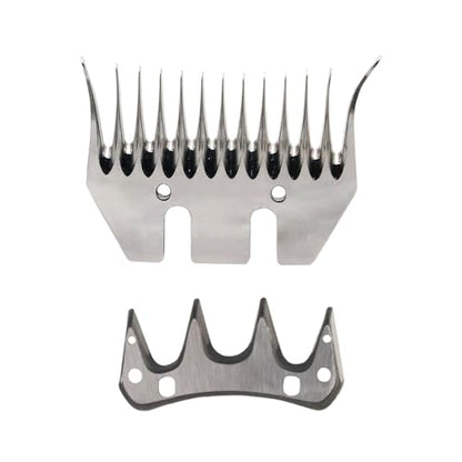 Sheep Shears Blades Curved Wool Shearing Comb and Cutter Blade Set for Alpaca Goats Wool Cutter Grooming Trimmer(13T Scimitar+Front Blade) - size: 13T scimitar+front blade