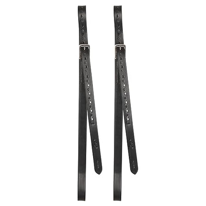 Exion Pre-Stretched English Stirrup Leathers | Non-Stretch Genuine Leather Stirrup Straps for English Saddles | 18 Numbered Holes Stainless Steel Buckles | Pair Black Havana Oak 48 54 58 62 - color: Black, size: 155 cm / 62"