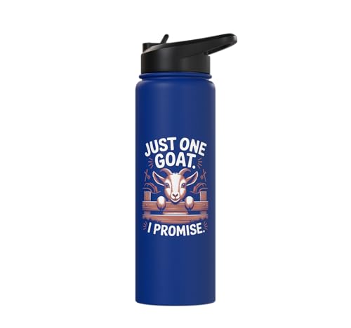Just One Goat I Promise Cute Coat Pygmy Goat Farmer Stainless Steel Insulated Water Bottle - color: Royal Blue
