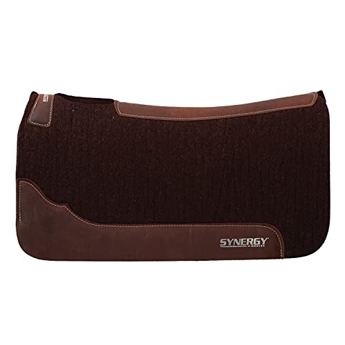 Weaver Leather Synergy Contoured Steam Pressed 100% Merino Wool Felt Performance Saddle Pad, 31" x 32" (31" L x 32" W - 3/4" Thick, Chocolate)