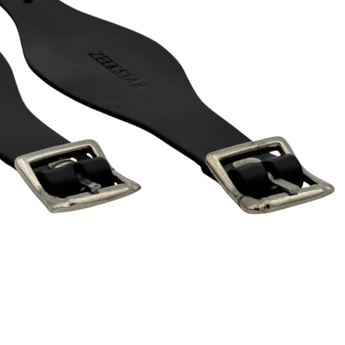 Pair of Leather Stirrup Hobble Straps Adjustable Replacement Straps for Western Saddles with Stainless Steel Buckle Closure - color: Black