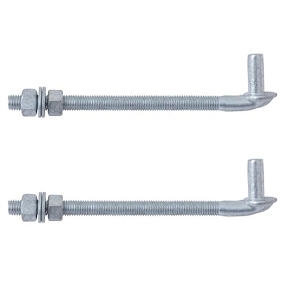 VIVIDA 10 Inch J Bolt Gate Hinge, 5/8" Gate Bolt Post Hinge, 2-Pack | Galvanized Gate Bolt Post Hinge, Chain Link Fence Gate Hardware, Nuts & Washers Included - size: 10" (2 PCS)