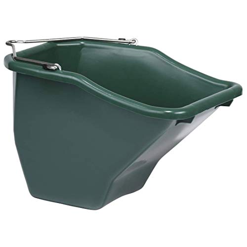 Little Giant 10-Quart Durable Plastic Flat Back Livestock Feed Bucket, Green (2 Pack)