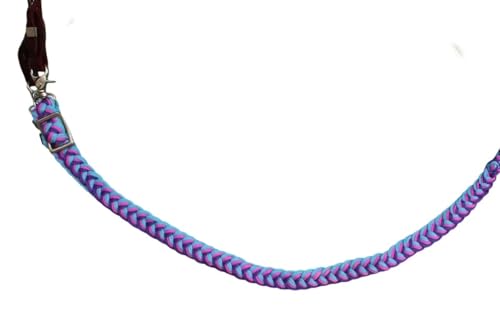 Challenger Horse Nylon Braided Knotted Roping Barrel Reins Turquoise Pink Purple 60739