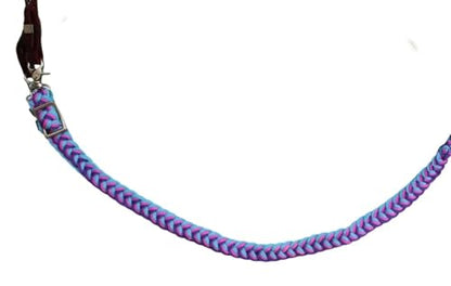 Challenger Horse Nylon Braided Knotted Roping Barrel Reins Turquoise Pink Purple 60739