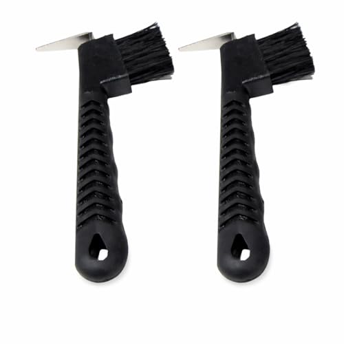 Intrepid International Rubber Handle Hoof Pick with Brush - 2 Pack - Black - color: Black