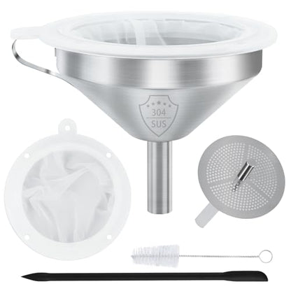 WMKGG 304 Stainless Steel Funnel,Funnels for Kitchen Use Filling Bottles - size: Funnels+Strainer