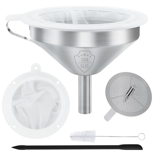 WMKGG 304 Stainless Steel Funnel,Funnels for Kitchen Use Filling Bottles - size: Funnels+Strainer