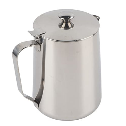 Milk Frothing Pitcher Stainless Steel Coffee Milk Frother Cup Mug Foam Making Jug with Lid for Making Espresso Cappuccino Latte Hot Chocolate (350ml) - size: 350ml