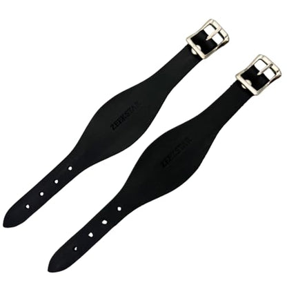 Pair of Leather Stirrup Hobble Straps Adjustable Replacement Straps for Western Saddles with Stainless Steel Buckle Closure - color: Black
