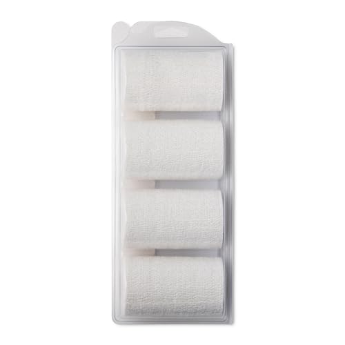 OVIK Health PowerFlex Equine – Extra Strong Self-Adhering Bandage Wrap – Wound Care, Compression & Support Bandage for Horses, Cows & Dogs – White, 4 inch, 4 Rolls (Resealable Case) - color: White