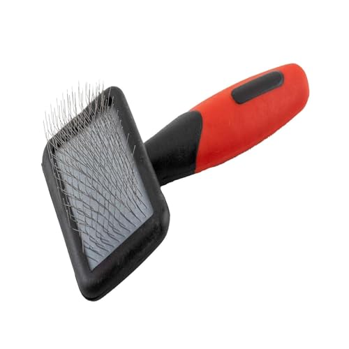Ryan's Pet Supplies Paw Brothers Mini Pin Tiny Flat Slicker Brush for Dogs, Professional Grade, Stainless Steel Pins, Flexible Head, Comfort Grip, Mini Size, 4.75" x 2.25" x 1.5" - style: Mini Soft Pin Slicker Brush