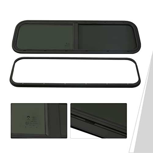 42" W x 12" H RV Window Horizontal RV Windows Privacy RV Replacement Window Stable Sliding Windows Black Universal Rectangular RV Windows With Trim Ring for Teardrop Cargo Horse Trailer Marine Camper - color: 42" W x 12" H