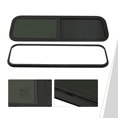 42" W x 12" H RV Window Horizontal RV Windows Privacy RV Replacement Window Stable Sliding Windows Black Universal Rectangular RV Windows With Trim Ring for Teardrop Cargo Horse Trailer Marine Camper - color: 42" W x 12" H