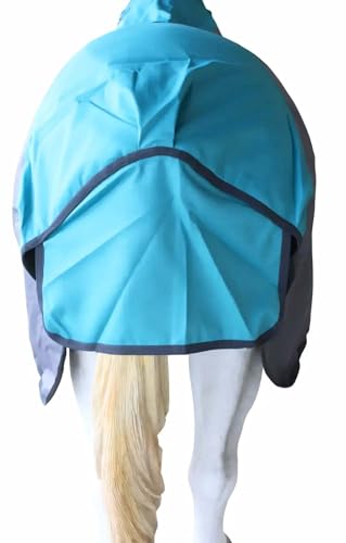 1200D Horse Turnout Blanket Waterproof, Breathable, Heavy-Weight Winter Blanket with 300g Fill, Ripstop Outer Shell - color: Grey/Turquoise, size: 66 inches