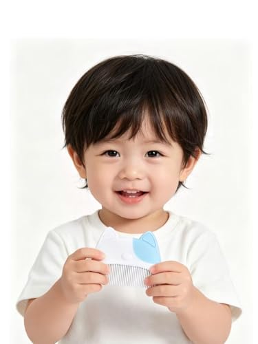 Baby Hair Brush Set, Natural Soft Goat Hair Brush and Comb for Newborn Toddler, Blue