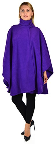 Dare2BStylish Women Poncho Style Fleece Cover Up with Muffler - color: Purple