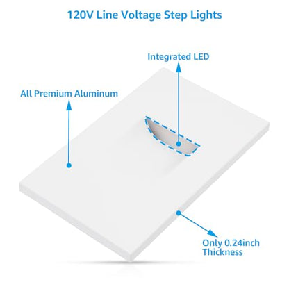 LEONLITE 6-Pack 5CCT 120V LED Step Lights, Vertical, White - color: White, size: 2.87 Inch