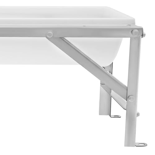 Livestock Feed Trough with Stand, 35L/9.25Gal Capacity Livestock Water Trough with Triangular-Structure Stand 39" Long Portable Farm Animal Feeder for Calves, Pigs, Sheep and Horses (White) - color: White