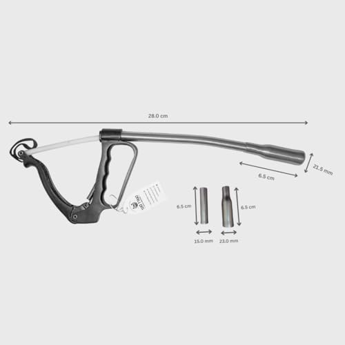 Balling Applicator, Curved or Bolus Gun, Color Coated Grip Handle with 2 Extra Heads
