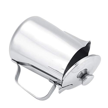 Coffee Frothing Pitcher with Lid, Stainless Steel Milk Frother Cup, Mutifunctional Milk Jug Cup, Coffee Steaming Pitcher with Handle for Latte Art and Frothing Milk(350ml)