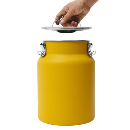 DYNAMI 3.2Gal Stainless Steel Airtight Canister,Large Metal Food Storage Container,Stainless Steel Bucket Milk Can Milk Jug With Lid&Handle, for Kitchen Rice Flour Coffee Bean (Yellow) - color: Yellow