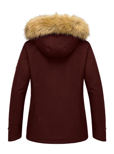 wantdo Women's Waterproof Ski Jacket Warm Fleece Lined Snow Winter Coat - color: Wine Red, size: Large