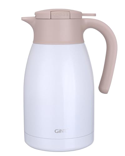 GiNT 50.7 Ounces Stainless Steel Thermal Coffee Carafe with Lid/Double Walled Vacuum Thermal Carafe / 12 Hour Heat Retention (White, 1.5L) - color: White, size: 50.7 Ounces