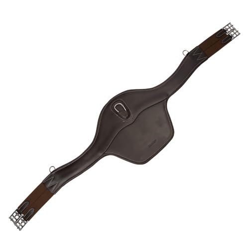 Schneiders Bellyguard English Jump Girth for Horses | Anatomical Fit | Grade A Buffalo Leather | Padded Aniline Underside | Double Elastic - size: Horse Size 56