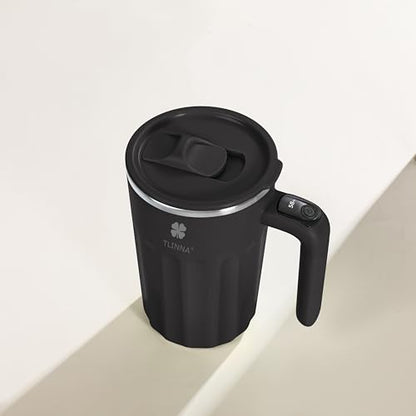 Drink Stirrer,Self Stirring Mug,Self Stirring Coffee Mug,Suitable for Coffee, Milk, Cocoa and Other Beverages (Black, 12 Ounces) - color: Black