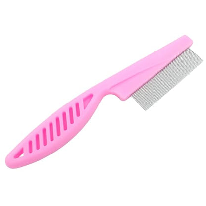 Flea Comb for Dogs and Cats, Pink, 3pcs | Metal, Fine Tooth, Remove Anti Fleas and Flea Eggs - color: Pink