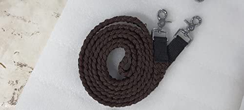 8' Braided Cotton Rein for Horse Headstall with Snaps Soft and Durable Reins - style: Brown