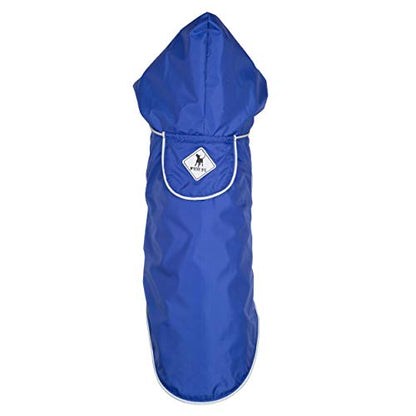 THE WORTHY DOG Seattle Slicker Raincoat with Harness Hole and Hood, Blue | Wind & Water-Resistant Nylon Outershell, adjustable touch fasteners, soft cotton lining with Sailboat print, Blue, Small - color: Blue Sailboat, size: Small