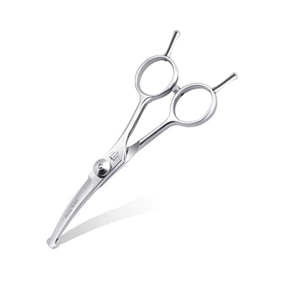 Dog Grooming Scissors: 4.75" Pet Curved Shears Made of Advanced JP440C Stainless Steel Alloy for Trimming Dogs Cats and Other Pets Face and Paws - style: Curved