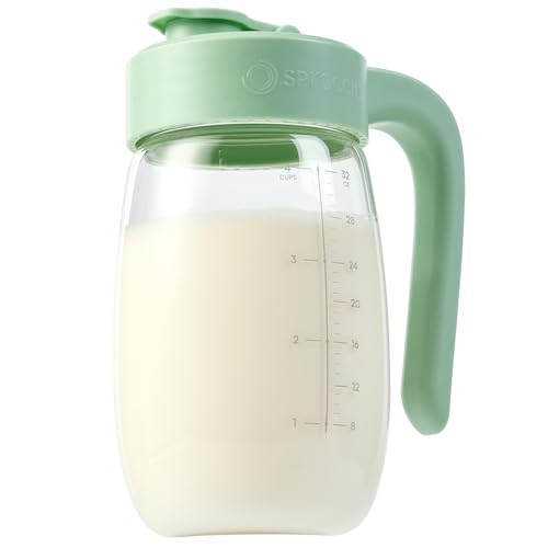 32oz Breast Milk Storage, Breastmilk Pitcher with Lid (199mm) | Heat and Cold Resistant, Leak-Proof Container, for Preparing Baby Bottles, Large Mouth for Easy Cleaning & Storage - style: 199mm