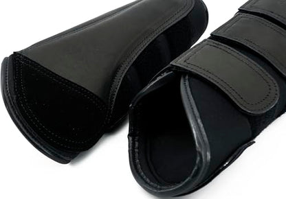 Jeereal Brushing Horse Boots Equine Boots | Protective Gear and Training Equipment | Neoprene,Waterproof Cloth and Genuine Leather Made of (Black, Cob (Medium)) - color: Black, size: Cob (Medium)