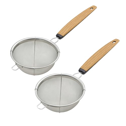JapanBargain 2459, Fine Mesh Tea Strainer with Handle Stainless Steel Small Sifter For Drinks, Cocktails, Coffee and Matcha, 2-Pack