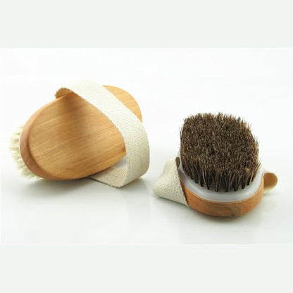 Wooden Soft Horsehair Mane Natural Bristles Bath & Shower Brush, 5x2.8 Inch Oval Shape Dry Body Brush Scrubber for Exfoliating, Detox and Cellulite, etc. (White Horsehair) - size: 5x2.8 Inch Oval Shape Wooden White Horsehair