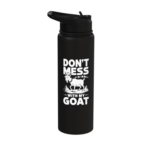 Don´t Mess With My Goat Cute Coat Pygmy Goat Farmer Stainless Steel Insulated Water Bottle - color: Black