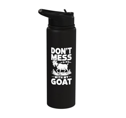 Don´t Mess With My Goat Cute Coat Pygmy Goat Farmer Stainless Steel Insulated Water Bottle - color: Black